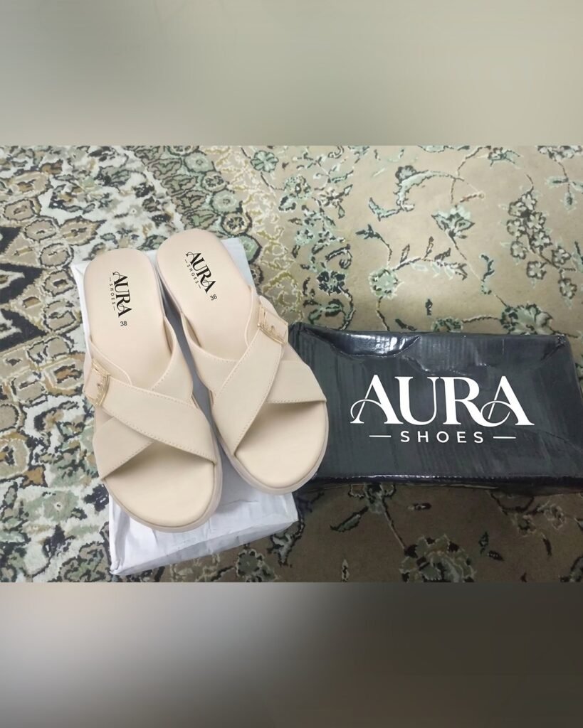 Aura Shoes order unboxing — cross-strap slides