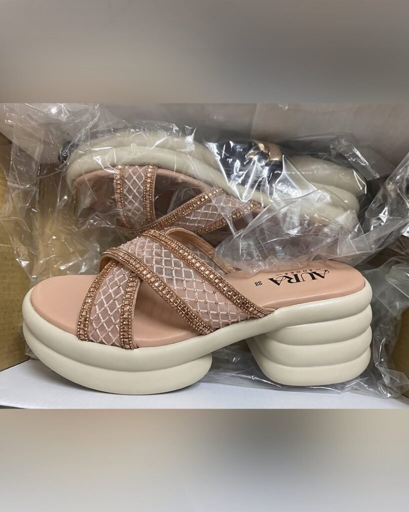 Aura Shoes order unboxing — embellished platforms