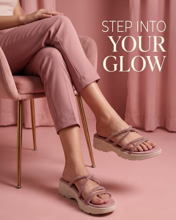 Diamanté Strappy Platform Sandals — Pink