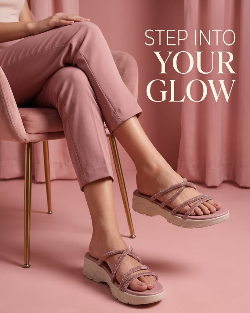 Diamanté Strappy Platform Sandals — Pink