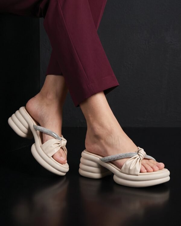 Twist Knot Crystal Platform Slides — Ivory